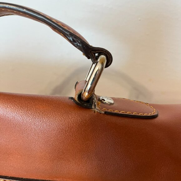 COPY Satchel Crossbody – Faux Leather Plaid & Cognac Brown - Picture 14 of 15